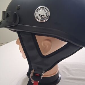 Harley-Davidson Black Kids Half Helmet with Silver Skull Badge